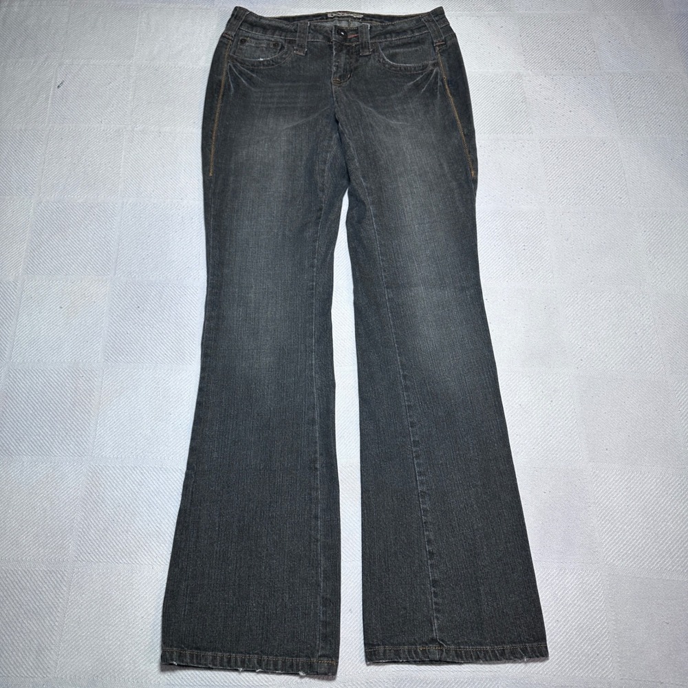 Vintage Y2K LEI Ashley Ultra Low Jeans Womens 5 Flare Embroidered Black Denim